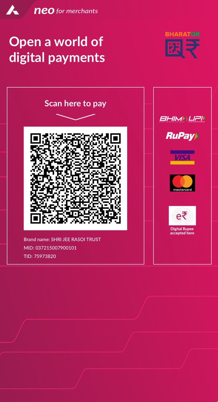 Shri Ji Rasoi Trust - Donate via QR Code (BHIM UPI, RuPay, Visa, Mastercard, Digital Rupee)